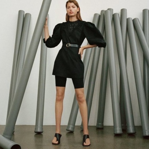 NWT ZARA Voluminous Sleeve Poplin Mini Dress Size M - Picture 3 of 15